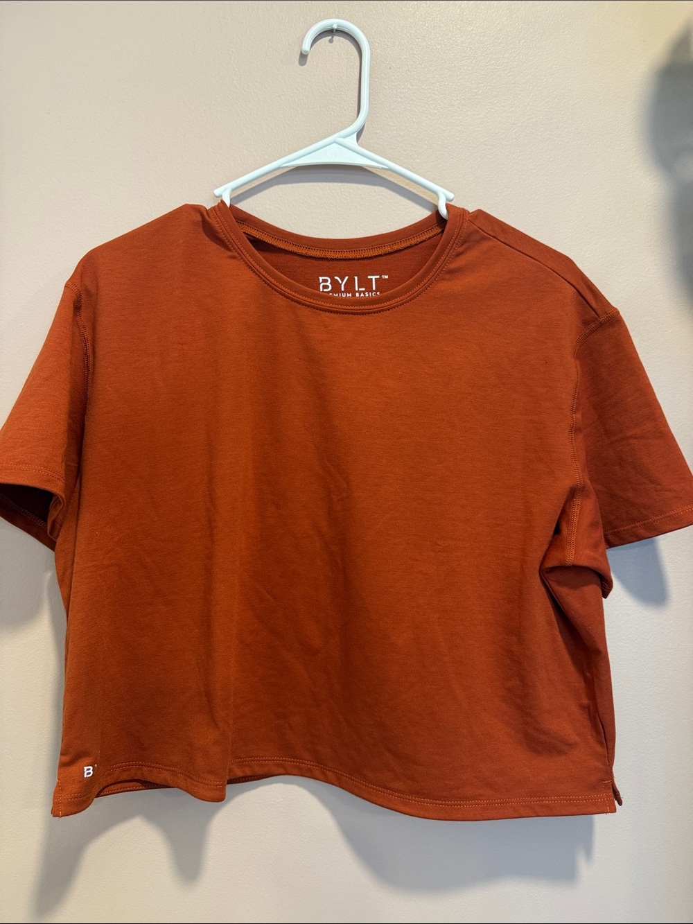 BYLT Basics Cropped Crewneck Tee — Rust Orange